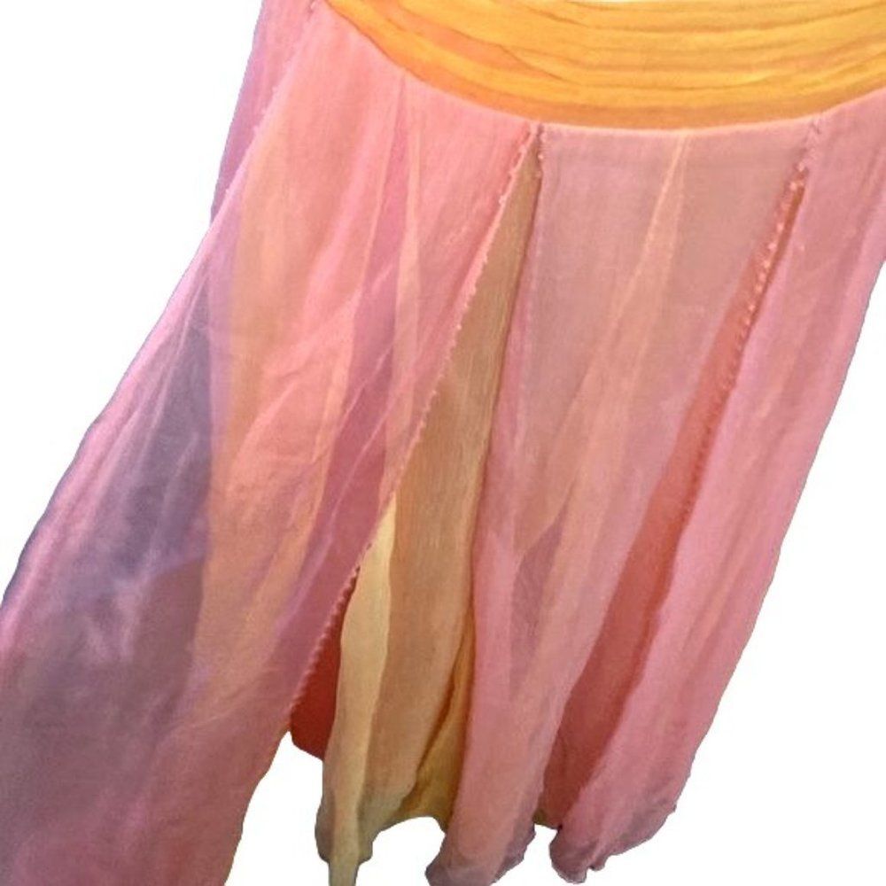 NWT Laundry by Shelli Segal Silk Dress One Shoulder Pink Yellow Size 2 - Picture 11 of 12